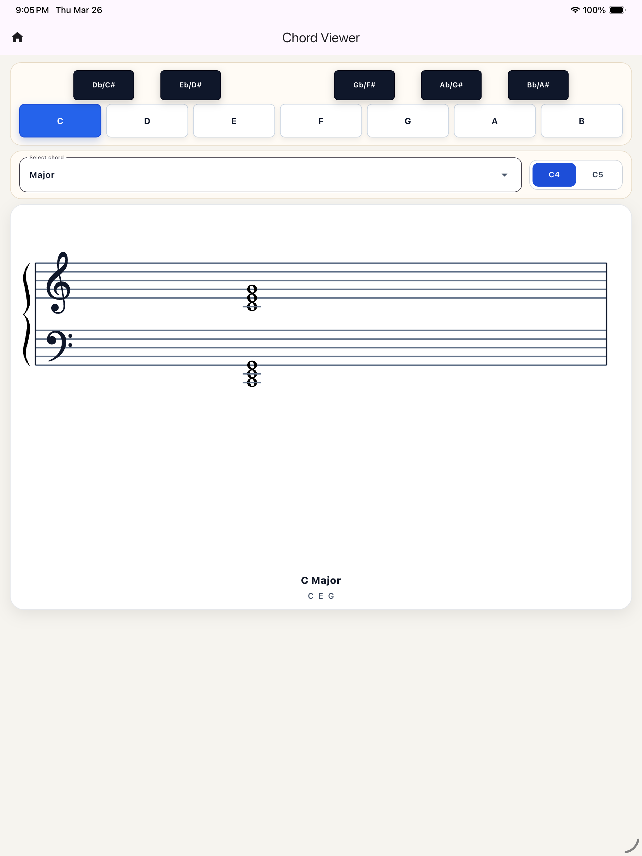 Chord Viewer screen